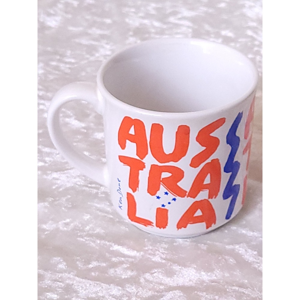 Vtg 1983 Australia Ken Done Coffee Mug Set Ink Group 80s Art Pottery 2pc orange - Picture 4 of 10